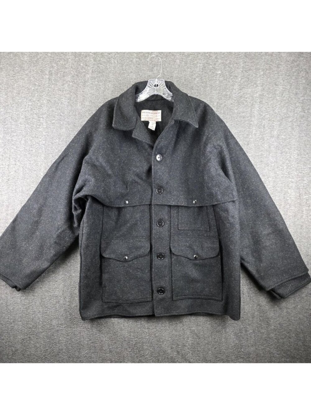 Vintage Filson Style 83 Double Mackinaw Cruiser Coat Jacket Wool Black Sz 46 USA